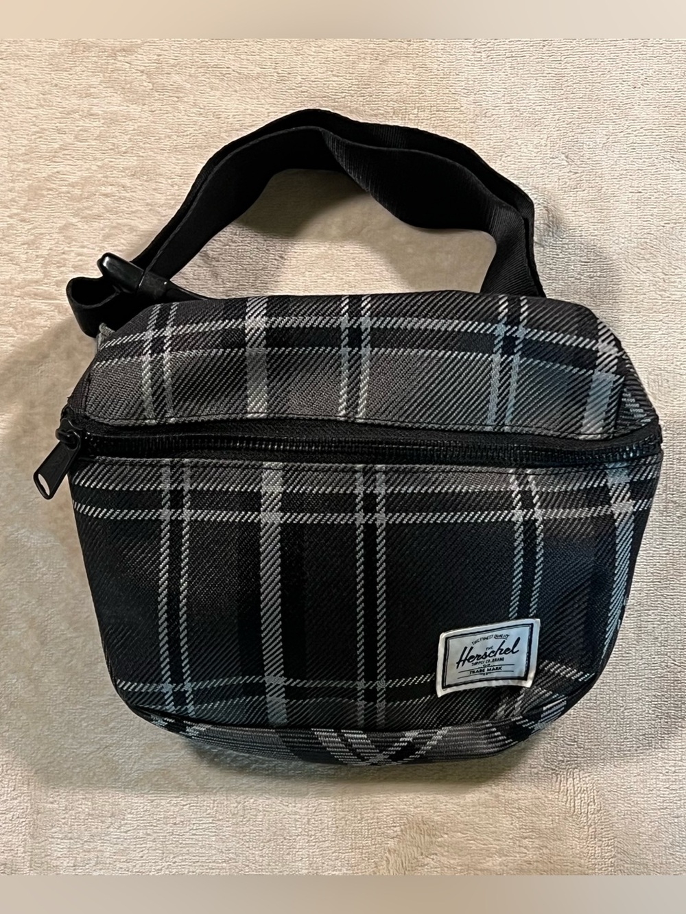 Herschel Supply Company Black and Gray Plaid Belt Bag